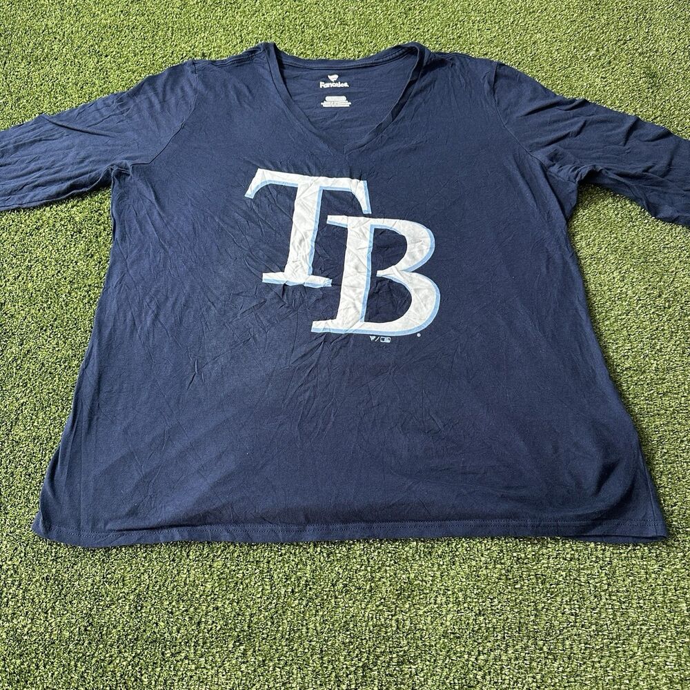 New Fanatics Tampa Bay Rays MLB Baseball V-neck T-shirt Women’s 2XL